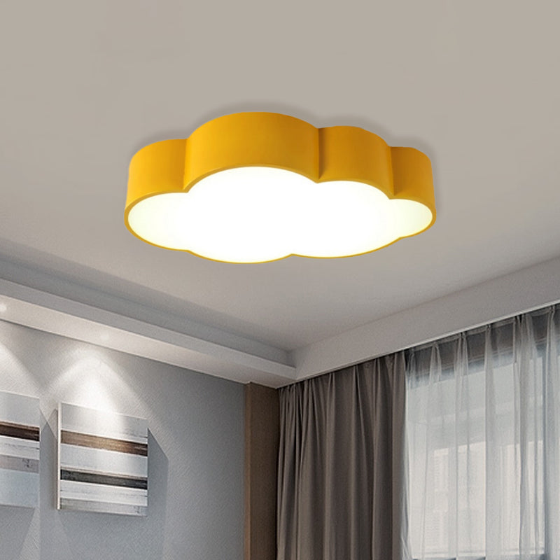 Cloud Iron Flush Ceiling Light Contemporary LED Yellow/Blue Flush Mount Lighting Fixture for Kids Bedroom, 20.5"/24.5" Long Clearhalo 'Ceiling Lights' 'Close To Ceiling Lights' 'Close to ceiling' 'Flush mount' Lighting' 1475402