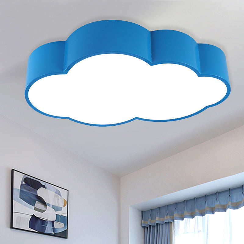 Cloud Iron Flush Ceiling Light Contemporary LED Yellow/Blue Flush Mount Lighting Fixture for Kids Bedroom, 20.5"/24.5" Long Clearhalo 'Ceiling Lights' 'Close To Ceiling Lights' 'Close to ceiling' 'Flush mount' Lighting' 1475407