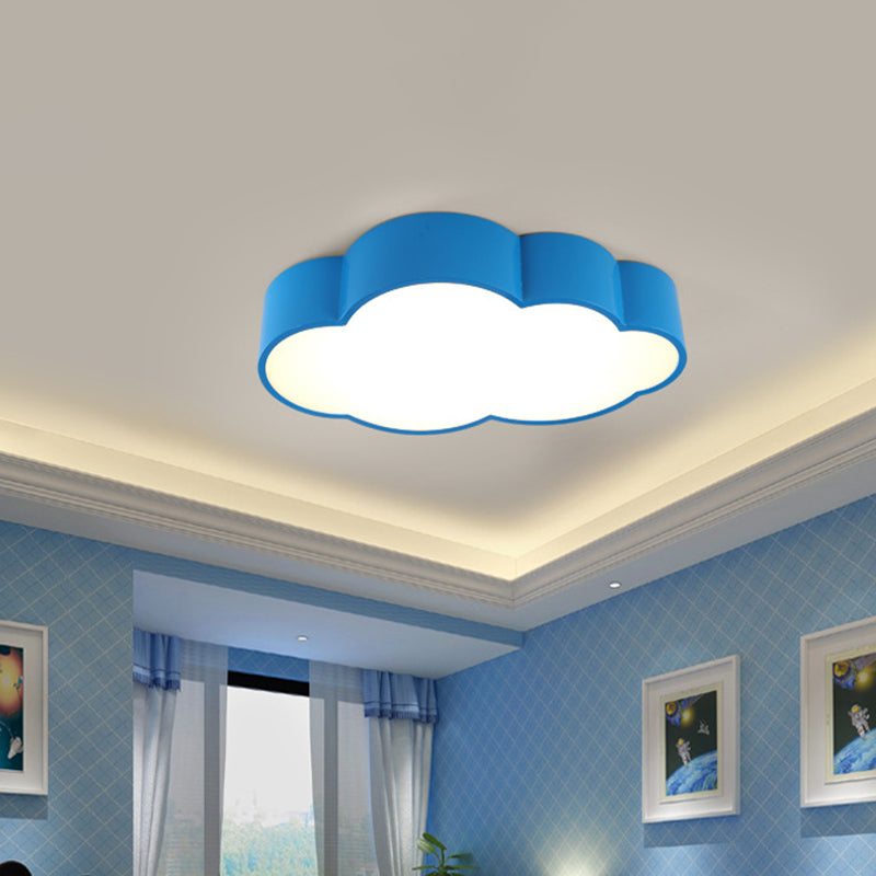 Cloud Iron Flush Ceiling Light Contemporary LED Yellow/Blue Flush Mount Lighting Fixture for Kids Bedroom, 20.5"/24.5" Long Clearhalo 'Ceiling Lights' 'Close To Ceiling Lights' 'Close to ceiling' 'Flush mount' Lighting' 1475408