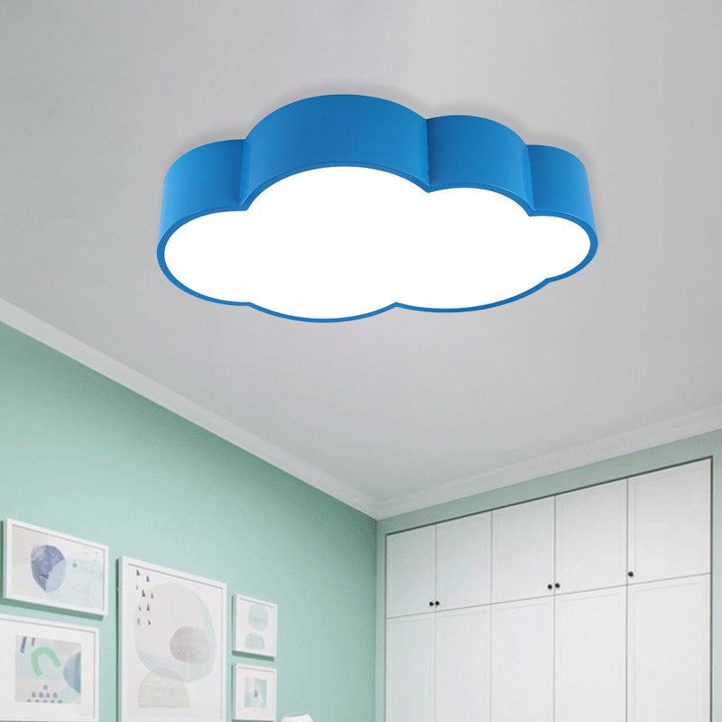 Cloud Iron Flush Ceiling Light Contemporary LED Yellow/Blue Flush Mount Lighting Fixture for Kids Bedroom, 20.5"/24.5" Long Blue Clearhalo 'Ceiling Lights' 'Close To Ceiling Lights' 'Close to ceiling' 'Flush mount' Lighting' 1475409