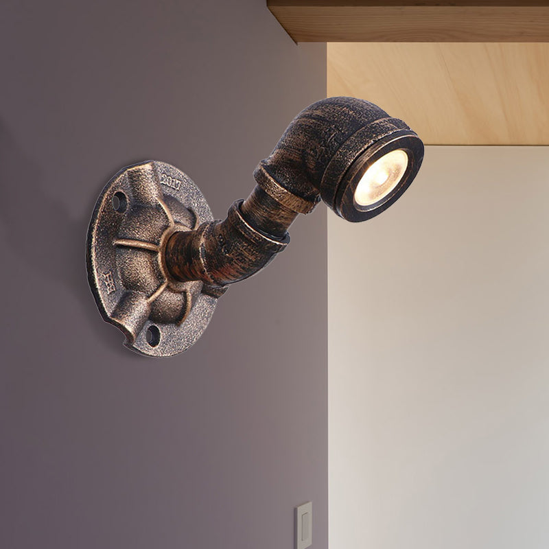 1 Head Water Pipe Wall Light Sconce Vintage Industrial Bronze Metallic Wall Lamp for Corridor Bronze B Clearhalo 'Art deco wall lights' 'Cast Iron' 'Glass' 'Industrial wall lights' 'Industrial' 'Middle century wall lights' 'Modern' 'Rustic wall lights' 'Tiffany' 'Traditional wall lights' 'Wall Lamps & Sconces' 'Wall Lights' Lighting' 147542