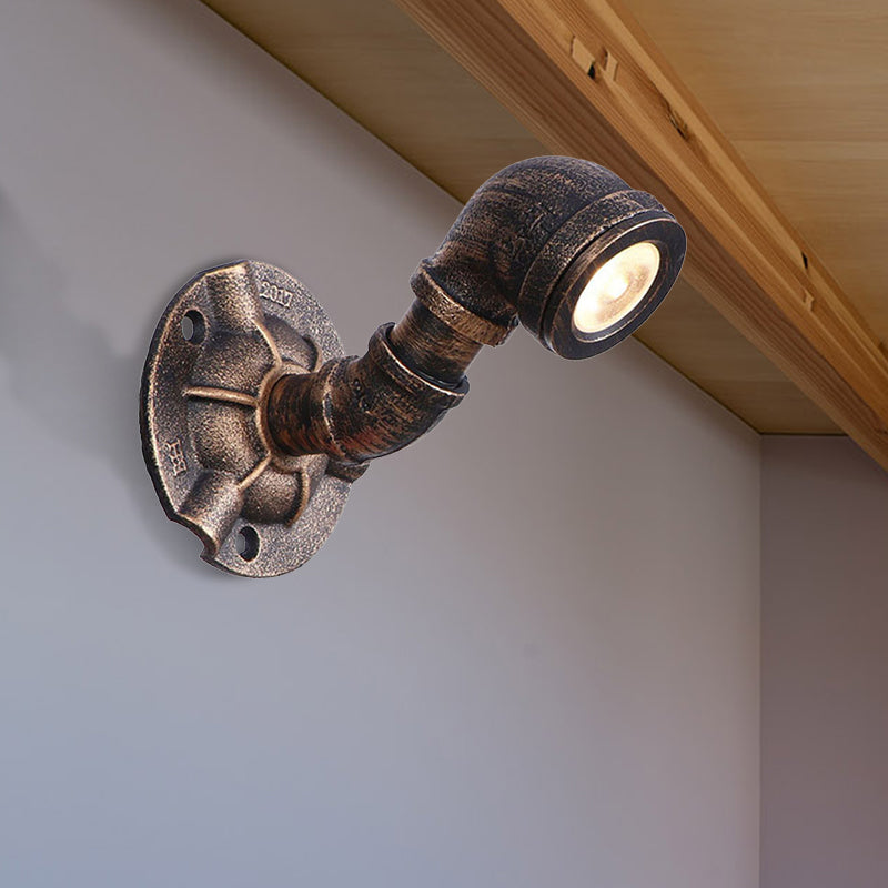 1 Head Water Pipe Wall Light Sconce Vintage Industrial Bronze Metallic Wall Lamp for Corridor Clearhalo 'Art deco wall lights' 'Cast Iron' 'Glass' 'Industrial wall lights' 'Industrial' 'Middle century wall lights' 'Modern' 'Rustic wall lights' 'Tiffany' 'Traditional wall lights' 'Wall Lamps & Sconces' 'Wall Lights' Lighting' 147543