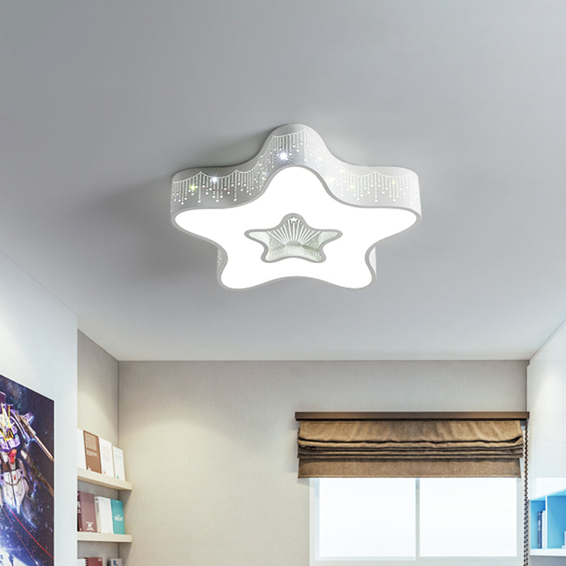 Macaroon Pentagram Flush Mount Lighting Iron LED Nursery Ceiling Flush with Cutout Design in White/Pink/Blue Clearhalo 'Ceiling Lights' 'Close To Ceiling Lights' 'Close to ceiling' 'Flush mount' Lighting' 1475431