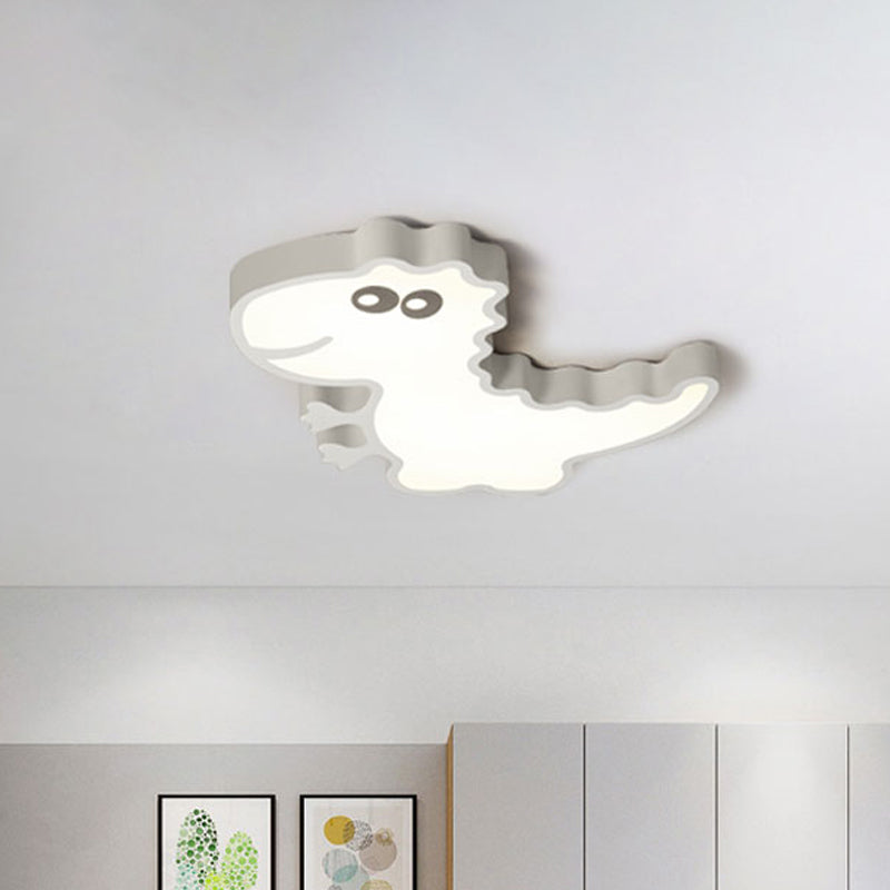 Dinosaur Flush Mount Light Fixture Kids Iron White/Pink/Green LED Close to Ceiling Lighting for Children Bedroom Clearhalo 'Ceiling Lights' 'Close To Ceiling Lights' 'Close to ceiling' 'Flush mount' Lighting' 1475435