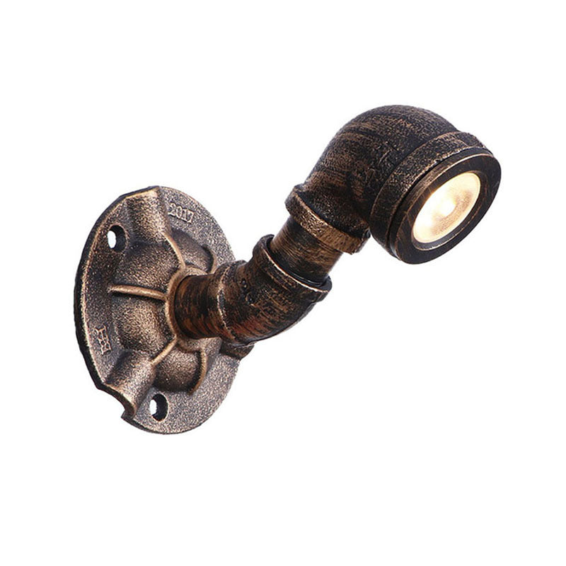 1 Head Water Pipe Wall Light Sconce Vintage Industrial Bronze Metallic Wall Lamp for Corridor Clearhalo 'Art deco wall lights' 'Cast Iron' 'Glass' 'Industrial wall lights' 'Industrial' 'Middle century wall lights' 'Modern' 'Rustic wall lights' 'Tiffany' 'Traditional wall lights' 'Wall Lamps & Sconces' 'Wall Lights' Lighting' 147544