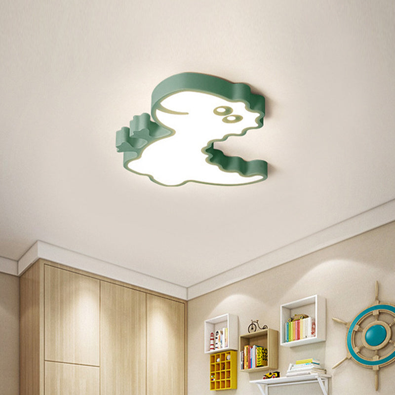 Dinosaur Flush Mount Light Fixture Kids Iron White/Pink/Green LED Close to Ceiling Lighting for Children Bedroom Clearhalo 'Ceiling Lights' 'Close To Ceiling Lights' 'Close to ceiling' 'Flush mount' Lighting' 1475443