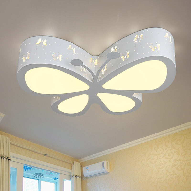 Metal Butterfly Flushmount Ceiling Lamp Kids 19.5"/23.5" W LED Flush Mount Lighting Fixture in Pink/White/Green Clearhalo 'Ceiling Lights' 'Close To Ceiling Lights' 'Close to ceiling' 'Flush mount' Lighting' 1475446