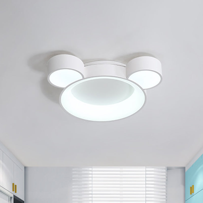 Macaroon Bear Head Metal Flushmount LED Ceiling Mount Light Fixture in White/Pink/Blue for Kids Bedroom Clearhalo 'Ceiling Lights' 'Close To Ceiling Lights' 'Close to ceiling' 'Flush mount' Lighting' 1475460