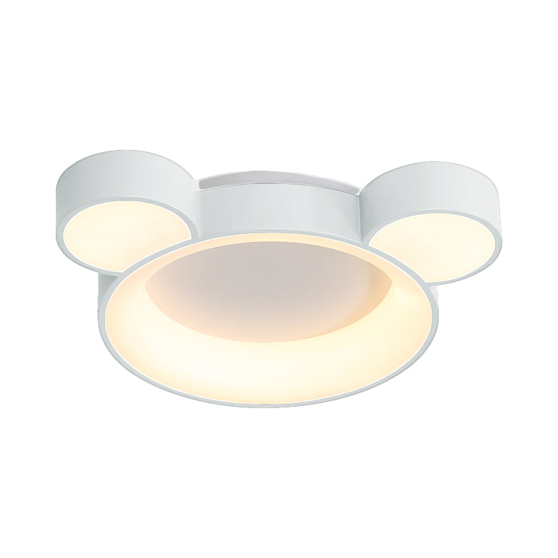 Macaroon Bear Head Metal Flushmount LED Ceiling Mount Light Fixture in White/Pink/Blue for Kids Bedroom White Clearhalo 'Ceiling Lights' 'Close To Ceiling Lights' 'Close to ceiling' 'Flush mount' Lighting' 1475462