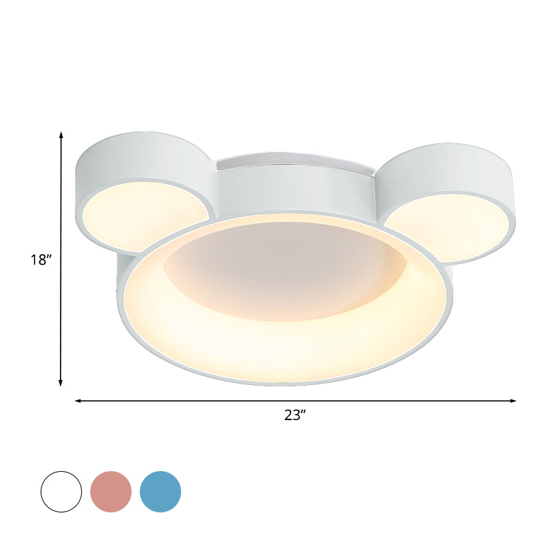 Macaroon Bear Head Metal Flushmount LED Ceiling Mount Light Fixture in White/Pink/Blue for Kids Bedroom Clearhalo 'Ceiling Lights' 'Close To Ceiling Lights' 'Close to ceiling' 'Flush mount' Lighting' 1475463