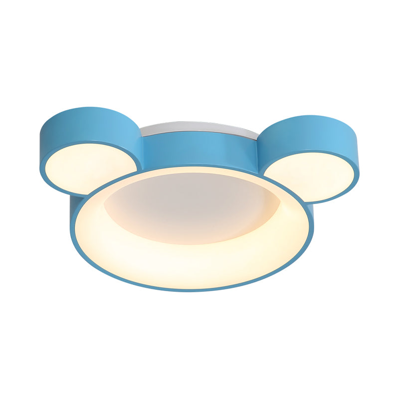 Macaroon Bear Head Metal Flushmount LED Ceiling Mount Light Fixture in White/Pink/Blue for Kids Bedroom Clearhalo 'Ceiling Lights' 'Close To Ceiling Lights' 'Close to ceiling' 'Flush mount' Lighting' 1475467