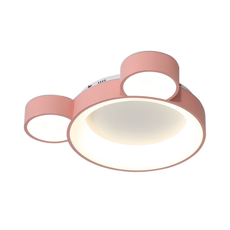 Macaroon Bear Head Metal Flushmount LED Ceiling Mount Light Fixture in White/Pink/Blue for Kids Bedroom Clearhalo 'Ceiling Lights' 'Close To Ceiling Lights' 'Close to ceiling' 'Flush mount' Lighting' 1475471