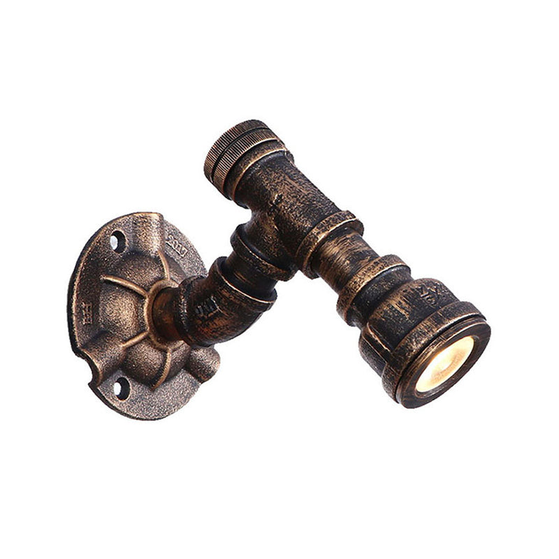 1 Head Water Pipe Wall Light Sconce Vintage Industrial Bronze Metallic Wall Lamp for Corridor Clearhalo 'Art deco wall lights' 'Cast Iron' 'Glass' 'Industrial wall lights' 'Industrial' 'Middle century wall lights' 'Modern' 'Rustic wall lights' 'Tiffany' 'Traditional wall lights' 'Wall Lamps & Sconces' 'Wall Lights' Lighting' 147548