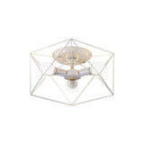 White Hexagon Cage Flush Mount Nordic 3/6 Lights Iron Flush Ceiling Light Fixture with Bare Bulb Design Clearhalo 'Ceiling Lights' 'Close To Ceiling Lights' 'Close to ceiling' 'Flush mount' Lighting' 1475480