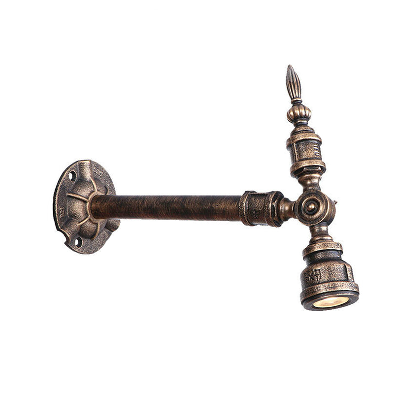 1 Head Water Pipe Wall Light Sconce Vintage Industrial Bronze Metallic Wall Lamp for Corridor Clearhalo 'Art deco wall lights' 'Cast Iron' 'Glass' 'Industrial wall lights' 'Industrial' 'Middle century wall lights' 'Modern' 'Rustic wall lights' 'Tiffany' 'Traditional wall lights' 'Wall Lamps & Sconces' 'Wall Lights' Lighting' 147551