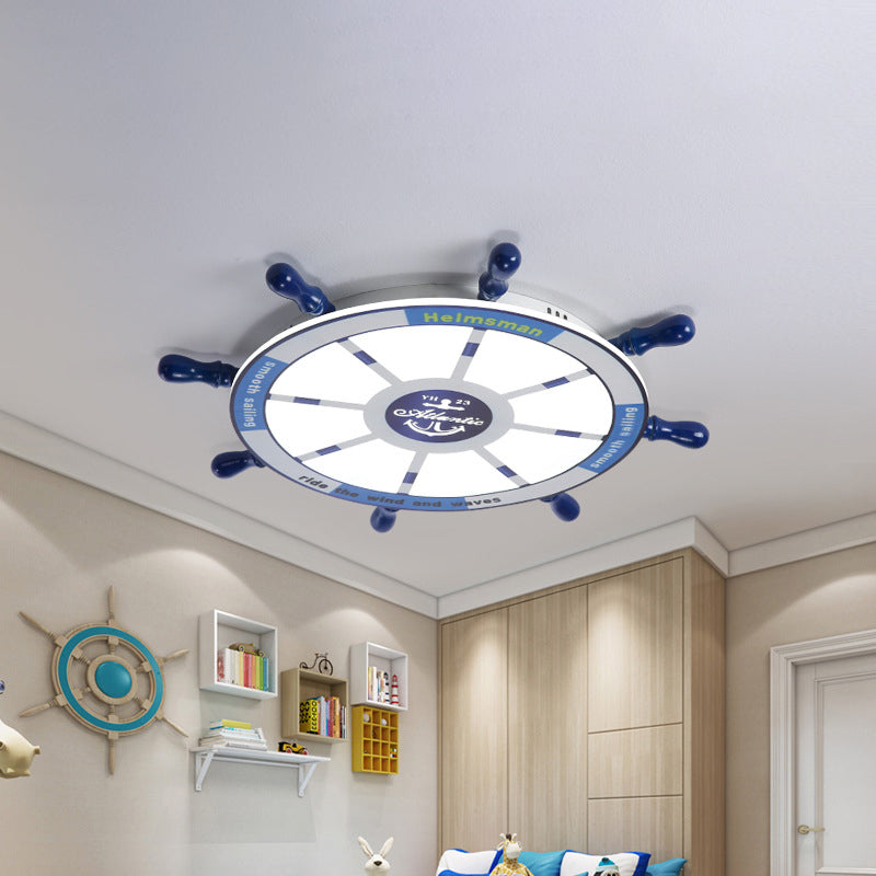 Acrylic Rudder Flush Mount Spotlight Mediterranean LED Blue Flush Light Fixture for Nursery, 21.5"/25.5" W Clearhalo 'Ceiling Lights' 'Close To Ceiling Lights' 'Close to ceiling' 'Flush mount' Lighting' 1475528