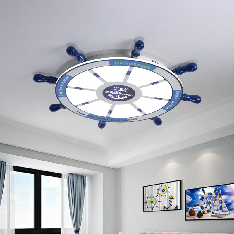 Acrylic Rudder Flush Mount Spotlight Mediterranean LED Blue Flush Light Fixture for Nursery, 21.5"/25.5" W Blue Clearhalo 'Ceiling Lights' 'Close To Ceiling Lights' 'Close to ceiling' 'Flush mount' Lighting' 1475529