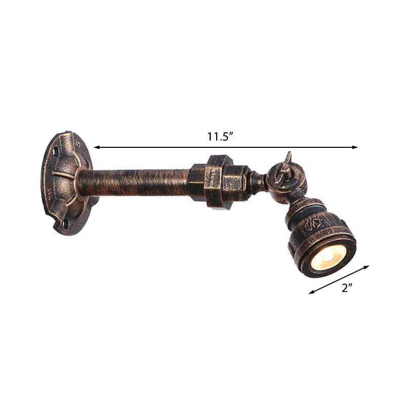 1 Head Water Pipe Wall Light Sconce Vintage Industrial Bronze Metallic Wall Lamp for Corridor Clearhalo 'Art deco wall lights' 'Cast Iron' 'Glass' 'Industrial wall lights' 'Industrial' 'Middle century wall lights' 'Modern' 'Rustic wall lights' 'Tiffany' 'Traditional wall lights' 'Wall Lamps & Sconces' 'Wall Lights' Lighting' 147556