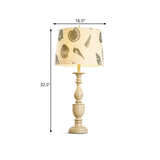 1 Bulb Night Lighting Traditional Bedroom Resin Nightstand Lamp with Conical Fabric Shade in Beige Clearhalo 'Lamps' 'Table Lamps' Lighting' 1475721