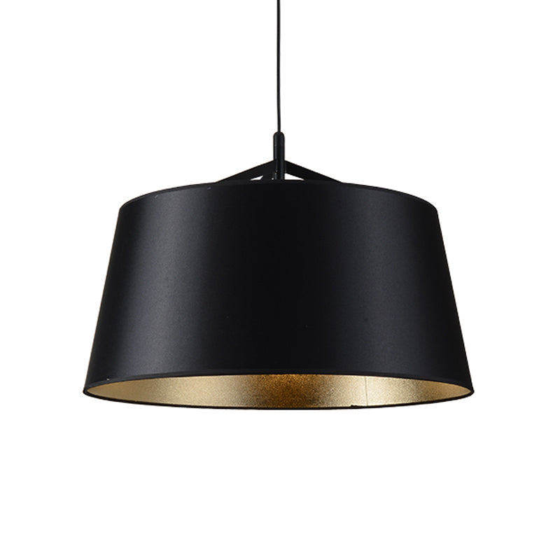 1-Bulb Hanging Light Kit Rural Dining Room Suspension Pendant with Tapered Drum Fabric Shade in Black, 16.5"/23.5" Wide Clearhalo 'Ceiling Lights' 'Pendant Lights' 'Pendants' Lighting' 1475832