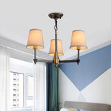 Cone Fabric Pendant Chandelier Country 3/6/8 Heads Hanging Ceiling Light in Black for Living Room Clearhalo 'Ceiling Lights' 'Chandeliers' Lighting' options 1475856