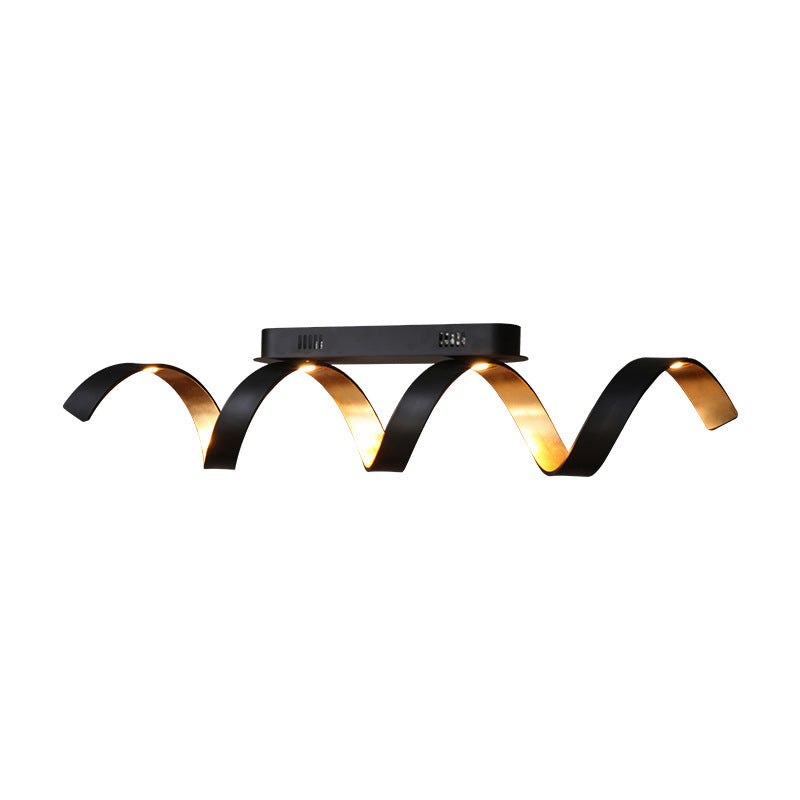 Twisted Acrylic Ceiling Lamp Contemporary Single Light Black Flush Mount Ceiling Light Clearhalo 'Ceiling Lights' 'Close To Ceiling Lights' 'Close to ceiling' 'Semi-flushmount' Lighting' 147589