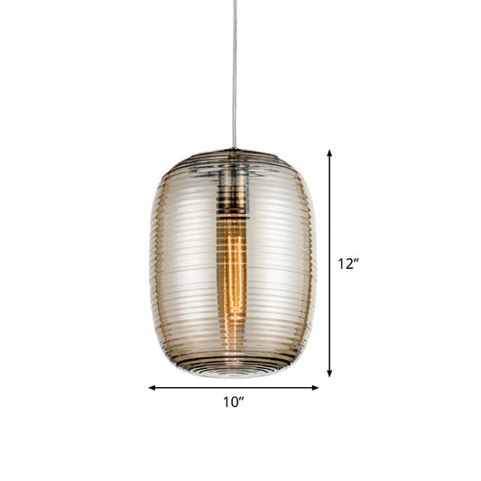 Simple Cylindrical Hanging Light Cognac Wavy Glass Single Dining Room Drop Pendant Clearhalo 'Ceiling Lights' 'Glass shade' 'Glass' 'Modern Pendants' 'Modern' 'Pendant Lights' 'Pendants' Lighting' 1475912