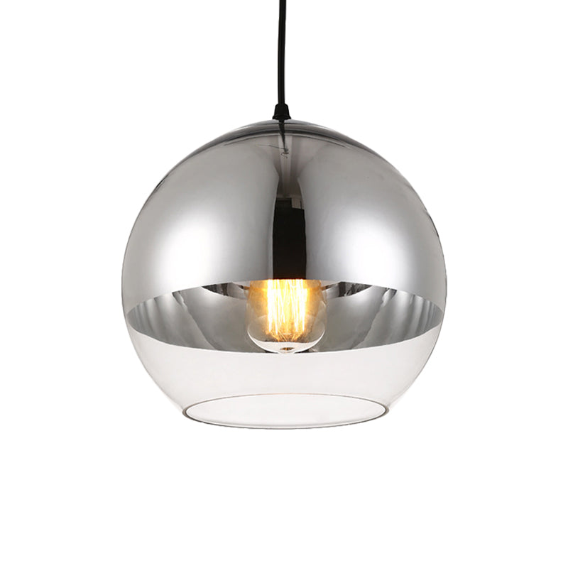 Silver Sphere Pendant Lamp Minimalist 1 Bulb 6"/8"/12" Wide Transparent Open Glass Hanging Light for Bedroom Clearhalo 'Ceiling Lights' 'Glass shade' 'Glass' 'Modern Pendants' 'Modern' 'Pendant Lights' 'Pendants' Lighting' 1475941