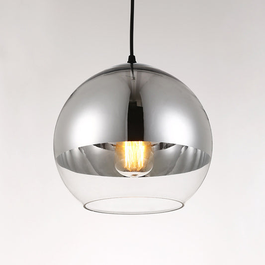 Silver Sphere Pendant Lamp Minimalist 1 Bulb 6"/8"/12" Wide Transparent Open Glass Hanging Light for Bedroom Clearhalo 'Ceiling Lights' 'Glass shade' 'Glass' 'Modern Pendants' 'Modern' 'Pendant Lights' 'Pendants' Lighting' 1475942