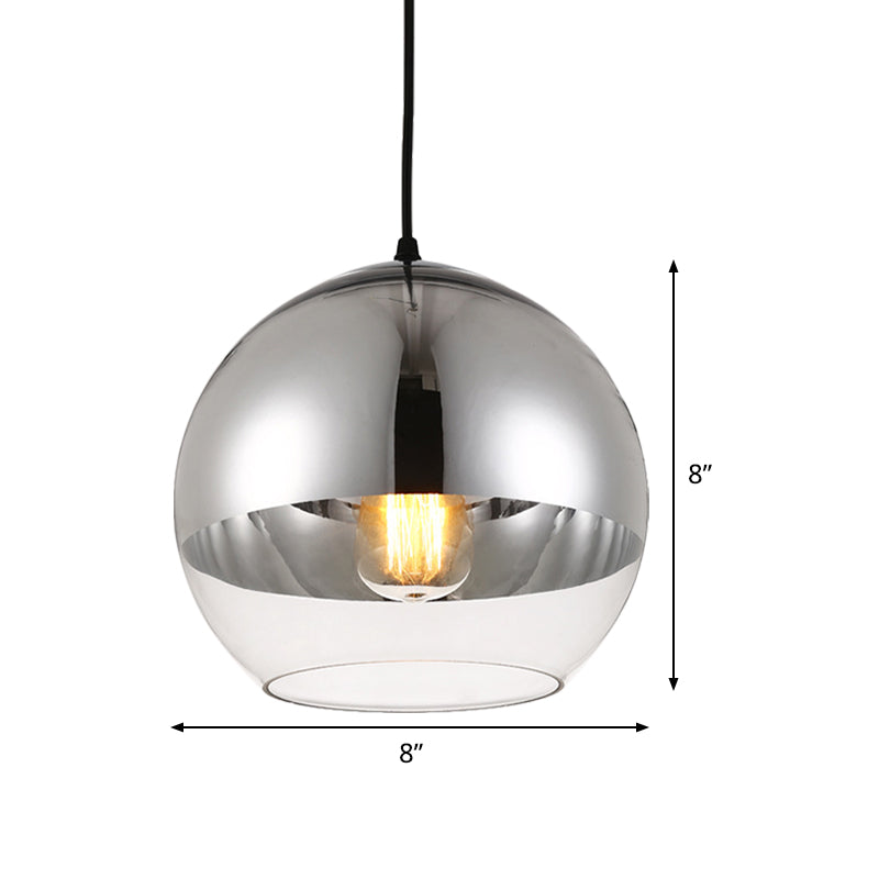 Silver Sphere Pendant Lamp Minimalist 1 Bulb 6"/8"/12" Wide Transparent Open Glass Hanging Light for Bedroom Clearhalo 'Ceiling Lights' 'Glass shade' 'Glass' 'Modern Pendants' 'Modern' 'Pendant Lights' 'Pendants' Lighting' 1475944