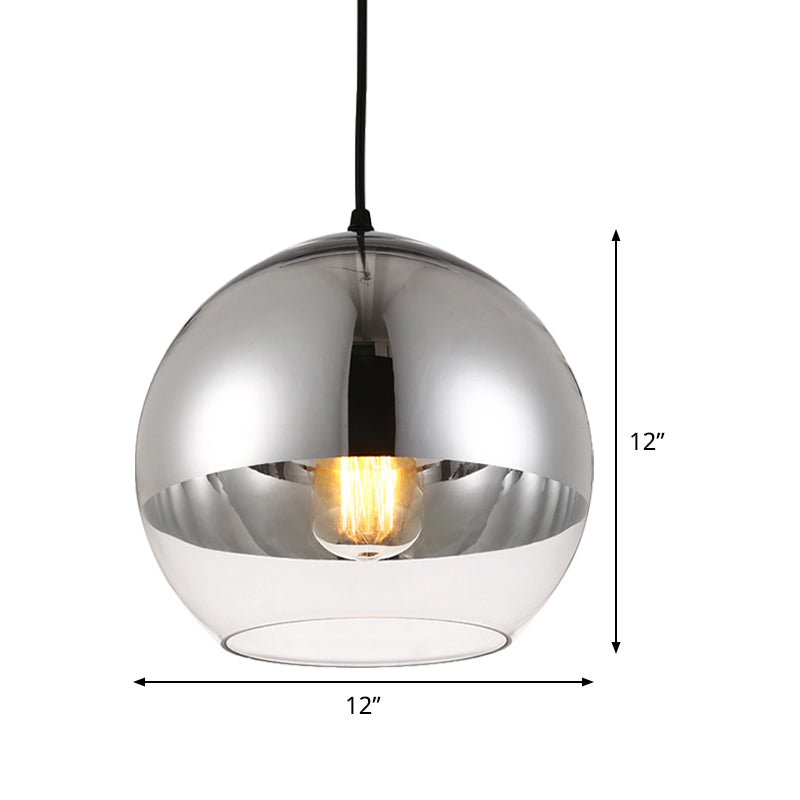 Silver Sphere Pendant Lamp Minimalist 1 Bulb 6"/8"/12" Wide Transparent Open Glass Hanging Light for Bedroom Clearhalo 'Ceiling Lights' 'Glass shade' 'Glass' 'Modern Pendants' 'Modern' 'Pendant Lights' 'Pendants' Lighting' 1475945