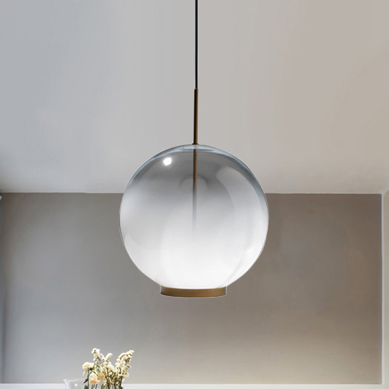 Simple Sphere Drop Pendant Gradient Frosted Glass Single Bulb Dining Table Suspension Light Gold Clearhalo 'Ceiling Lights' 'Chandeliers' 'Glass shade' 'Glass' 'Modern Pendants' 'Modern' 'Pendant Lights' 'Pendants' Lighting' 1475951