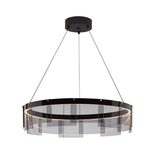 Black Circle Pendant Lighting Modernist Smoke Grey Glass LED Hanging Light Fixture Clearhalo 'Ceiling Lights' 'Glass shade' 'Glass' 'Modern Pendants' 'Modern' 'Pendant Lights' 'Pendants' Lighting' 1476007