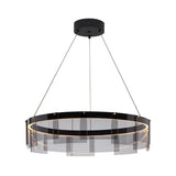 Black Circle Pendant Lighting Modernist Smoke Grey Glass LED Hanging Light Fixture Clearhalo 'Ceiling Lights' 'Glass shade' 'Glass' 'Modern Pendants' 'Modern' 'Pendant Lights' 'Pendants' Lighting' 1476007