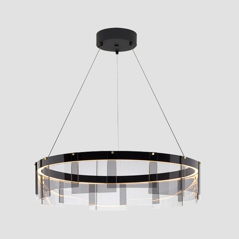 Black Circle Pendant Lighting Modernist Smoke Grey Glass LED Hanging Light Fixture Clearhalo 'Ceiling Lights' 'Glass shade' 'Glass' 'Modern Pendants' 'Modern' 'Pendant Lights' 'Pendants' Lighting' 1476008