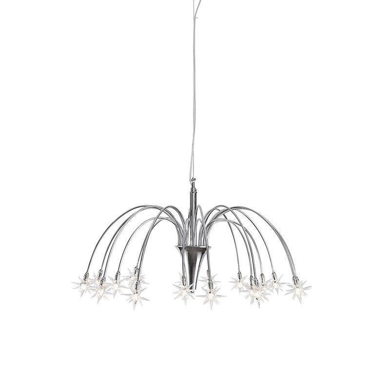 Modern Stylish Starry Clear Glass Pendant 18 Heads Chandelier Light Fixture with Chrome Arched Arm Clearhalo 'Ceiling Lights' 'Chandeliers' 'Modern Chandeliers' 'Modern' Lighting' 1476111