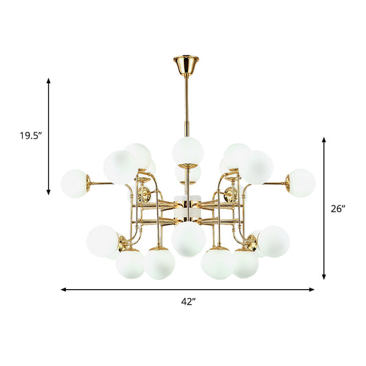 12/16/24 Lights Chandelier Contemporary Gold Hanging Lamp with Ball Opal Glass Shade Clearhalo 'Ceiling Lights' 'Chandeliers' 'Glass shade' 'Glass' 'Modern Chandeliers' 'Modern' Lighting' 147674