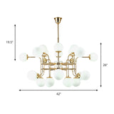 12/16/24 Lights Chandelier Contemporary Gold Hanging Lamp with Ball Opal Glass Shade Clearhalo 'Ceiling Lights' 'Chandeliers' 'Glass shade' 'Glass' 'Modern Chandeliers' 'Modern' Lighting' 147674