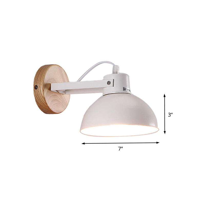 1 Head Wall Fixture Light with Dome Shade Metal Modernist Bedroom Wall Mount Fixture in White Clearhalo 'Cast Iron' 'Glass' 'Industrial' 'Modern wall lights' 'Modern' 'Tiffany' 'Traditional wall lights' 'Wall Lamps & Sconces' 'Wall Lights' Lighting' 147738