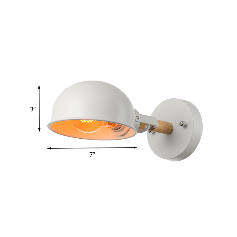 1 Head Wall Fixture Light with Dome Shade Metal Modernist Bedroom Wall Mount Fixture in White Clearhalo 'Cast Iron' 'Glass' 'Industrial' 'Modern wall lights' 'Modern' 'Tiffany' 'Traditional wall lights' 'Wall Lamps & Sconces' 'Wall Lights' Lighting' 147742
