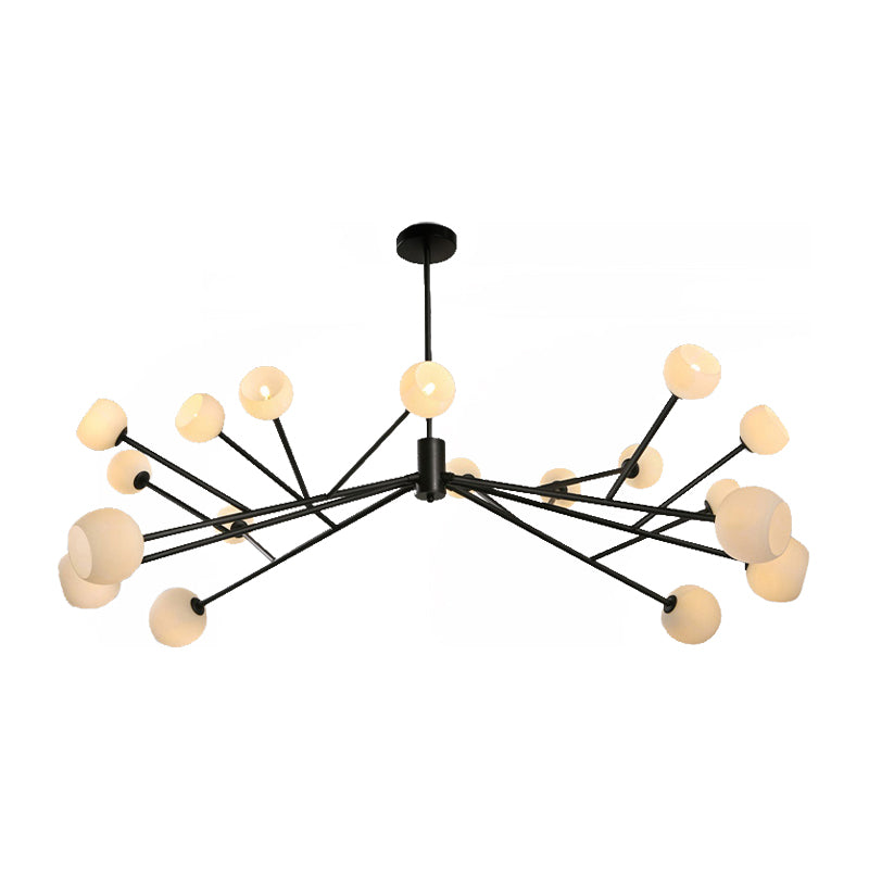 Branch Chandelier Pendant Light Modernist Frosted Glass 18 Lights Black Hanging Lighting for Living Room Clearhalo 'Ceiling Lights' 'Chandeliers' 'Glass shade' 'Glass' 'Modern Chandeliers' 'Modern' Lighting' 147772