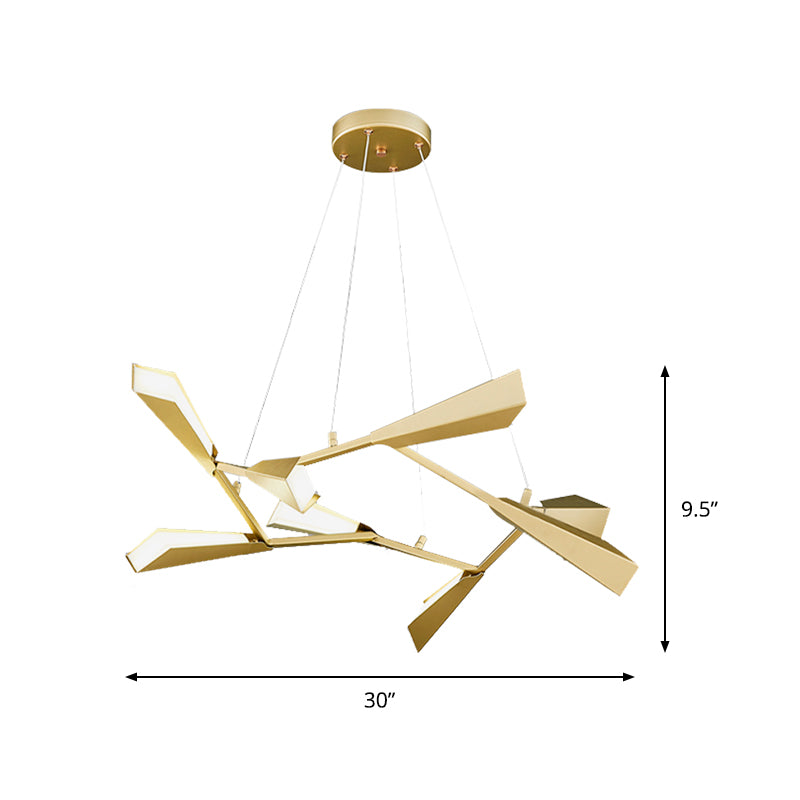 Metal Rectilinear Chandelier Lighting with Quill Shade Modern 6/8 Lights Gold Dining Room Drop Lamp in Warm/White Clearhalo 'Ceiling Lights' 'Chandeliers' 'Modern Chandeliers' 'Modern' Lighting' 147914