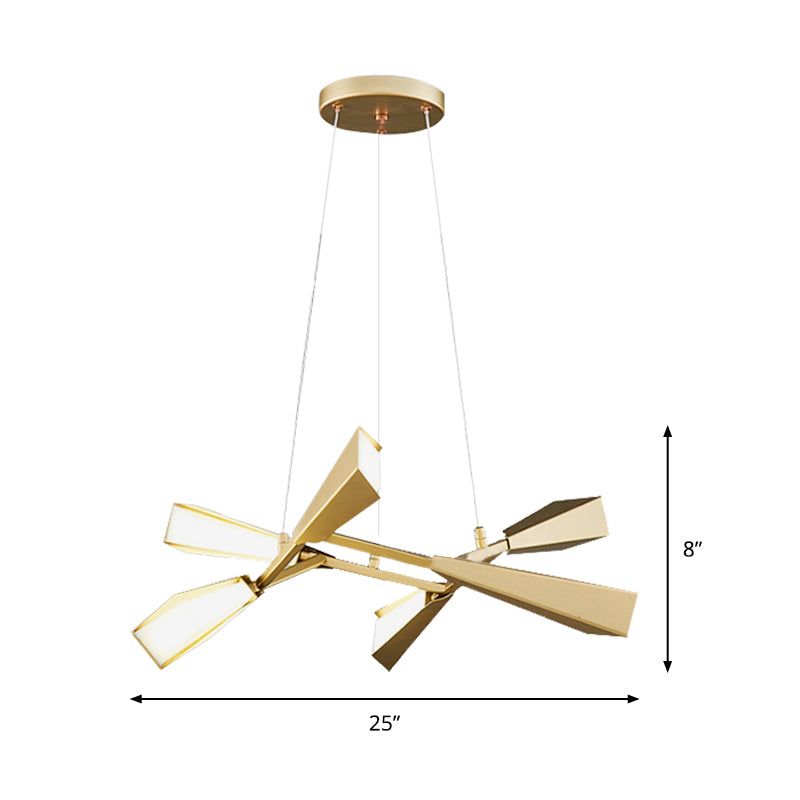 Metal Rectilinear Chandelier Lighting with Quill Shade Modern 6/8 Lights Gold Dining Room Drop Lamp in Warm/White Clearhalo 'Ceiling Lights' 'Chandeliers' 'Modern Chandeliers' 'Modern' Lighting' 147918