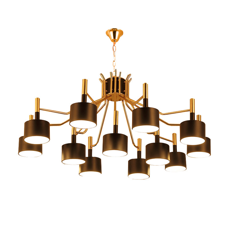 Postmodern Starburst Ceiling Light Metal 12/15 Heads Black/White Chandelier Lighting for Living Room Clearhalo 'Ceiling Lights' 'Chandeliers' 'Modern Chandeliers' 'Modern' Lighting' 147956