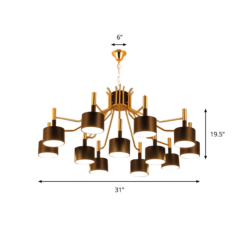 Postmodern Starburst Ceiling Light Metal 12/15 Heads Black/White Chandelier Lighting for Living Room Clearhalo 'Ceiling Lights' 'Chandeliers' 'Modern Chandeliers' 'Modern' Lighting' 147957