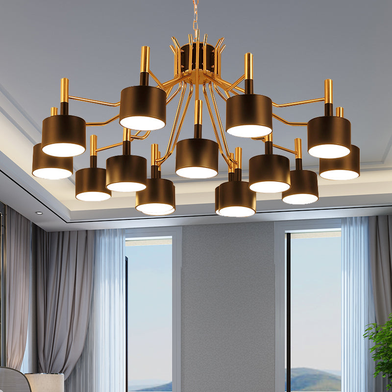 Postmodern Starburst Ceiling Light Metal 12/15 Heads Black/White Chandelier Lighting for Living Room 15 Black Clearhalo 'Ceiling Lights' 'Chandeliers' 'Modern Chandeliers' 'Modern' Lighting' 147958