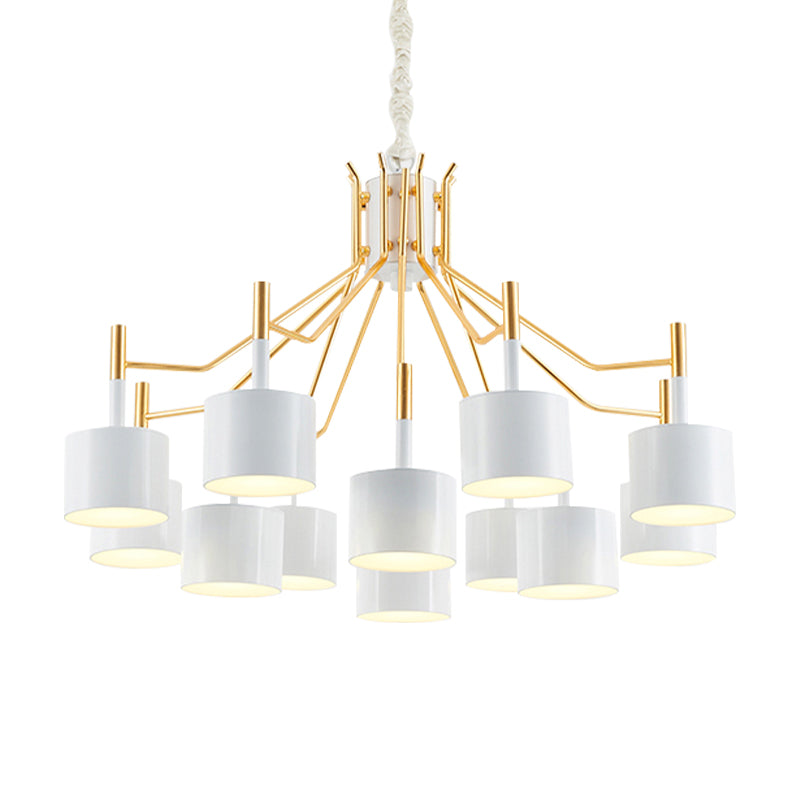 Postmodern Starburst Ceiling Light Metal 12/15 Heads Black/White Chandelier Lighting for Living Room Clearhalo 'Ceiling Lights' 'Chandeliers' 'Modern Chandeliers' 'Modern' Lighting' 147963