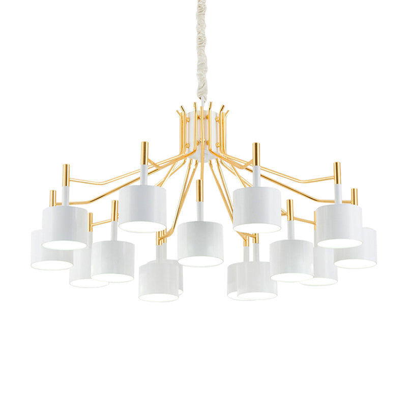 Postmodern Starburst Ceiling Light Metal 12/15 Heads Black/White Chandelier Lighting for Living Room Clearhalo 'Ceiling Lights' 'Chandeliers' 'Modern Chandeliers' 'Modern' Lighting' 147965