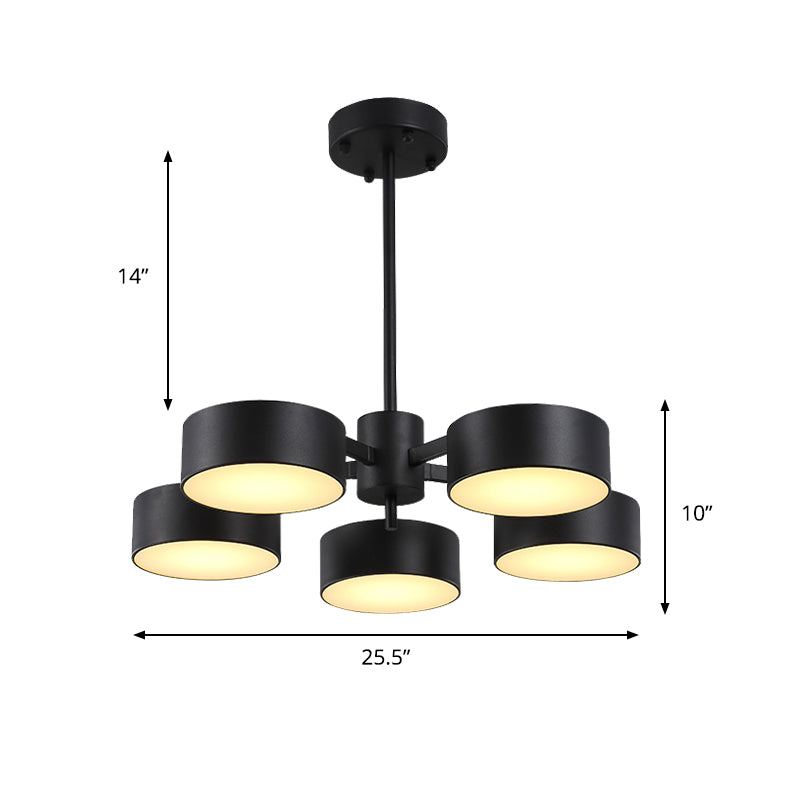 Drum Pendant Light Post Modern Metal 3/5/6/10 Lights Black/Gold Chandelier Light for Living Room Clearhalo 'Ceiling Lights' 'Chandeliers' 'Modern Chandeliers' 'Modern' Lighting' 148038