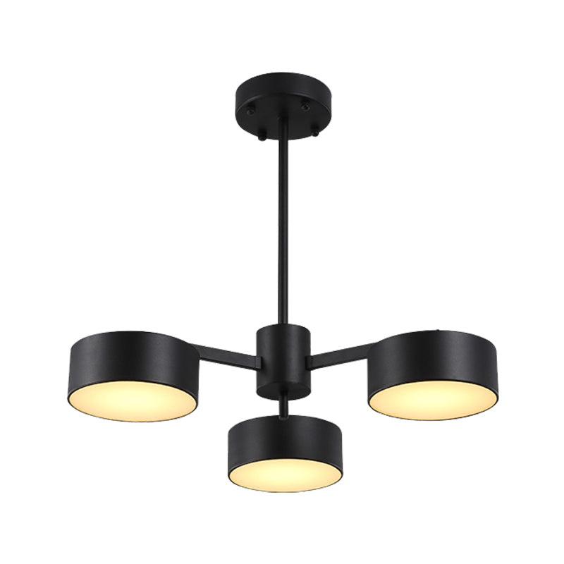 Drum Pendant Light Post Modern Metal 3/5/6/10 Lights Black/Gold Chandelier Light for Living Room Clearhalo 'Ceiling Lights' 'Chandeliers' 'Modern Chandeliers' 'Modern' Lighting' 148041